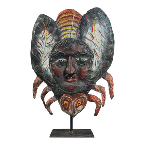 Antique Mexican (Guerrero) Hammered Copper Folk Art Festival Mask