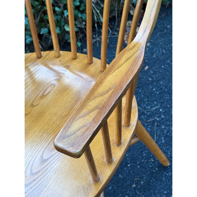 Brown Late 20th Century Solid Oak Nichols and Stone Bowback Windsor Chairs - Set of 4 For Sale - Image 8 of 11
