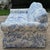 Antique Blue & White Toile De Jouy Camel Back Loveseat Rolled Arms Pleated Skirt For Sale - Image 10 of 16