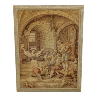 Silver Finish Framed European Tapestry For Sale