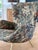 1950s Mid-Century Italian Wing Armchair with Floral Pattern in Jacquard Fabric, 1950s For Sale - Image 5 of 8