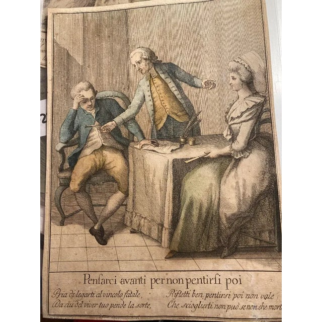Tuscan Proverbs 3 is an original etching realized by Carlo Lasinio in 1786. Etching and watercolour technique, in good...