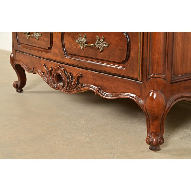 Century Furniture French Provincial Louis XV Carved Cherry Wood Armoire Dresser or Gentleman's Chest For Sale - Image 11 of 15