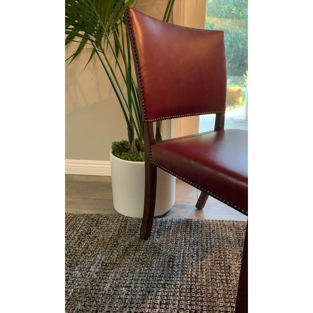 Copper Dining Room Table With Moore & Giles Leather Dining Chairs Set