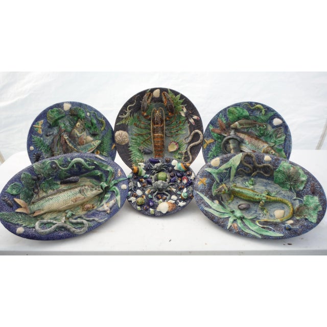 Ceramic 1900 Majolica Palissy Fishs Wall Renoleau Platter For Sale - Image 7 of 9