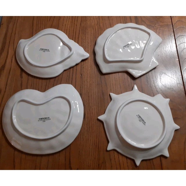 Fitz and Floyd Vintage MCM Fitz and Floyd Omnibus Sea Shells Nautical Appetizer Salad Plates-Set of 4 For Sale - Image 4 of 6