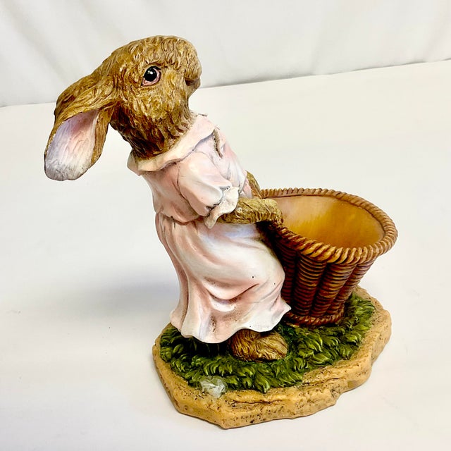 1990s Vintage Boho Chic Whimsical Girl Bunny Planter - Easter For Sale - Image 10 of 10