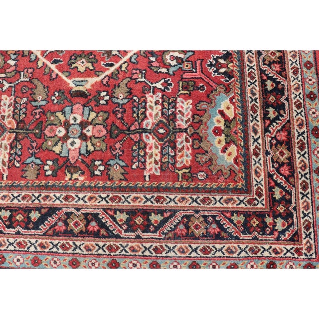 Mid 20th Century Semi Antique Persian Mahal Rug With Medallion Design in Jewel Tones For Sale - Image 11 of 13