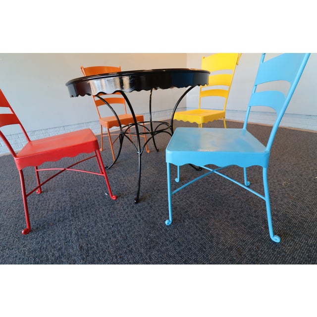 Vintage Mid-Century Stamped-Steel Strap/Slat-Back Patio Dining Chairs (Bistro/Café Form), 1950s–60s. For Sale - Image 11 of 11
