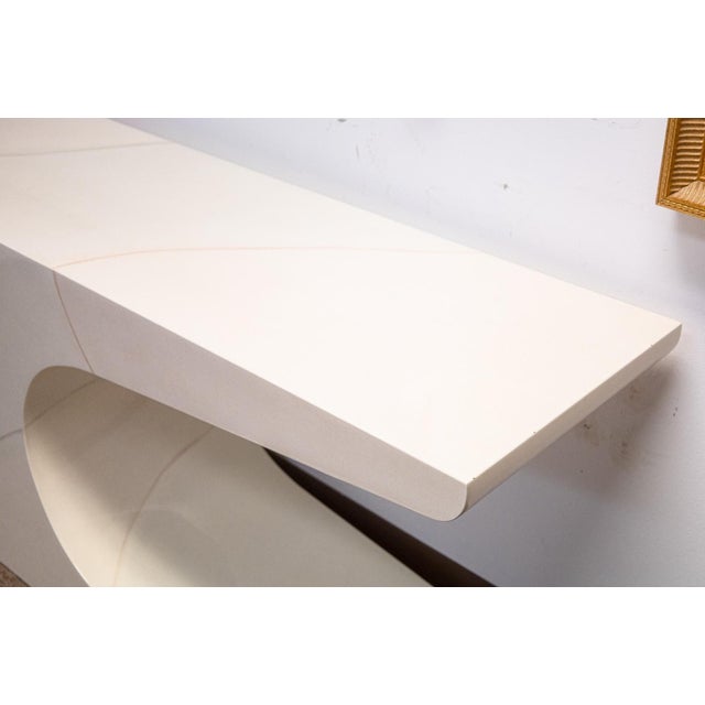 Vintage 1970s Style White Laminate Console Table and Matching Diamond Mirror For Sale - Image 4 of 10