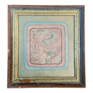 19th Century Chinese Chinoiserie Silk Embroidered Panel With Dragon and Phoenix