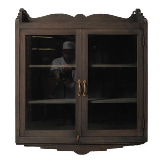 Wall-Mounted Wooden Showcase Cabinet With Glass Doors For Sale