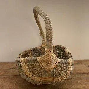 1980s Rustic Gathering Basket with Bentwood Handle For Sale - Image 10 of 13