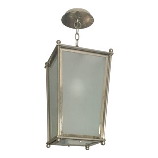 Nickel and Glass Pendant Light For Sale