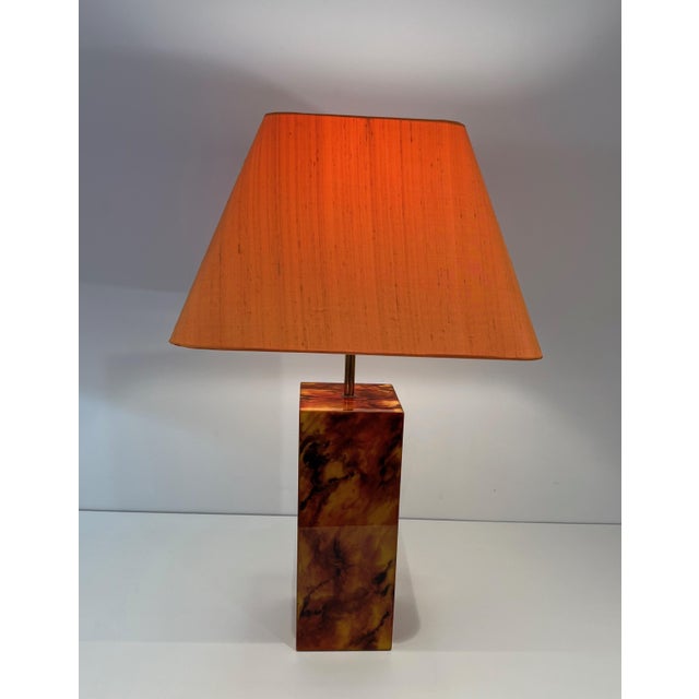 Plastic Lucite Lamps Representing a Tortoise Shell French Work. Circa 1970 - a Pair For Sale - Image 7 of 12