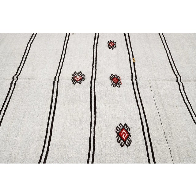 Mid 20th Century Striped Vintage Hemp Kilim Rug For Sale - Image 4 of 7