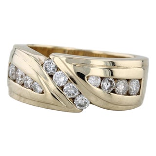 0.85ctw Diamond Men's Wedding Band 14k Yellow Gold Size 9.5 Ring For Sale