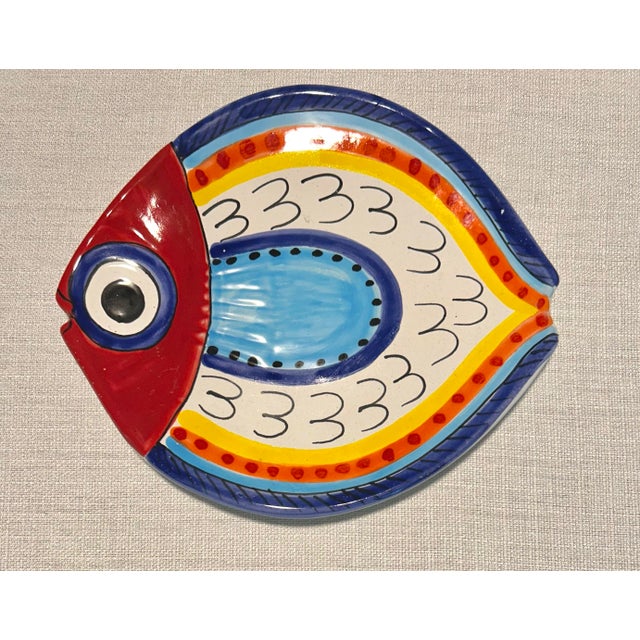 DeSimone MCM Italian Hand Painted Desimone Family of Ceramic Fish Plates For Sale - Image 4 of 8