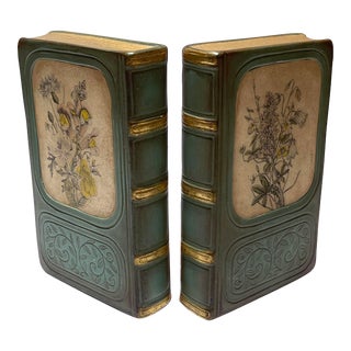 1970s Aqua & Gold Italian Florentine Bookends- a Pair For Sale