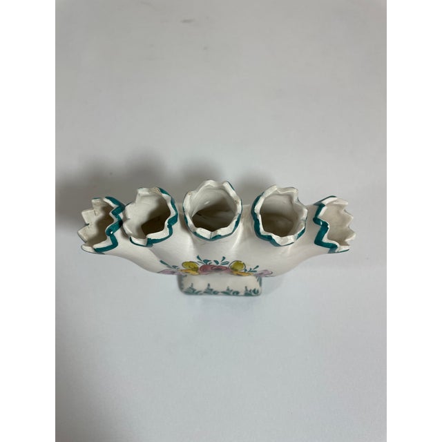 Mid 20th Century Portuguese Petite Majolica Five Finger Tulip Vase Tulipiere For Sale - Image 10 of 17