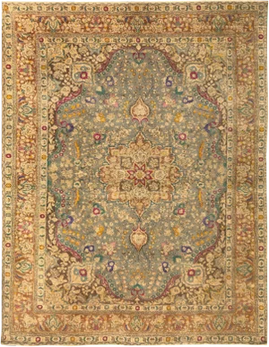 1980s Shabby Chic Vintage Distressed Gray/Brown Wool Rug - 9'9 X 12'10
