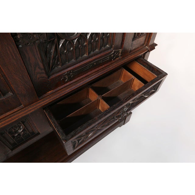 Neo-Gothic Cabinet in Oak with Hidden Storage, France, 1850s For Sale - Image 9 of 18