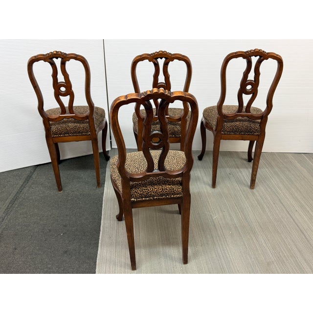 Early 21st Century French Provincial Leopard Print Dining Chairs, Set of Four For Sale - Image 5 of 12