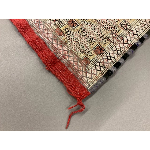 Vintage Moroccan Vegan Silk/Wool Berber Kilim Rug For Sale - Image 9 of 12