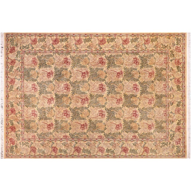 Green Boho Chic Tulip Pak-Persian Gold/Green Wool Rug - 10'1'' X 14'1'' For Sale - Image 8 of 8