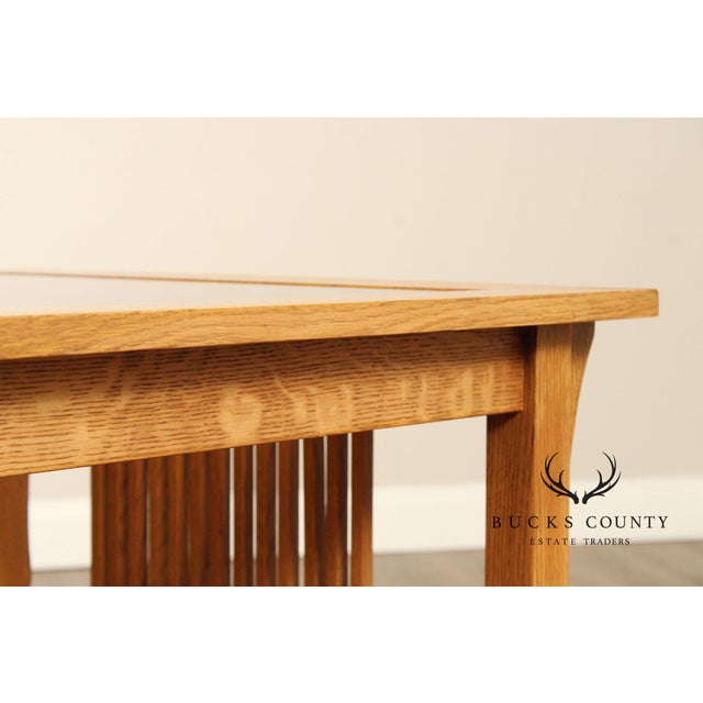 Stickley Mission Collection Oak and Glass Lamp Table For Sale - Image 12 of 12