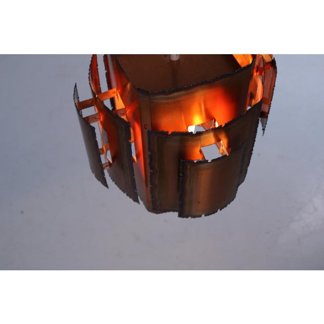 Brutalist Copper Pendant Lamp attributed to Svend Aage Holm Sorensen for Holm Sørensen & Co., 1970s For Sale - Image 6 of 17