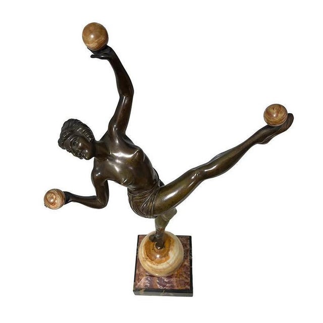 Art Deco French Bronze Statue by Charles Henri Molins, 1920s For Sale - Image 3 of 14