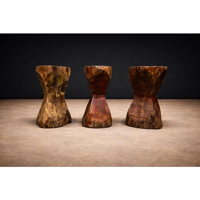 José Zanine Caldas Set of Three Stools in Pequi Hardwood, Jose Zanine Caldas, 1970s For Sale - Image 4 of 8