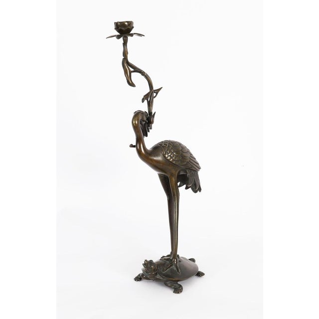 Antique Japanese Bronze Pricket Candlesticks, 19th Century, Set of 2 For Sale - Image 16 of 18