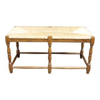 Country French Rush & Cherry Bench For Sale