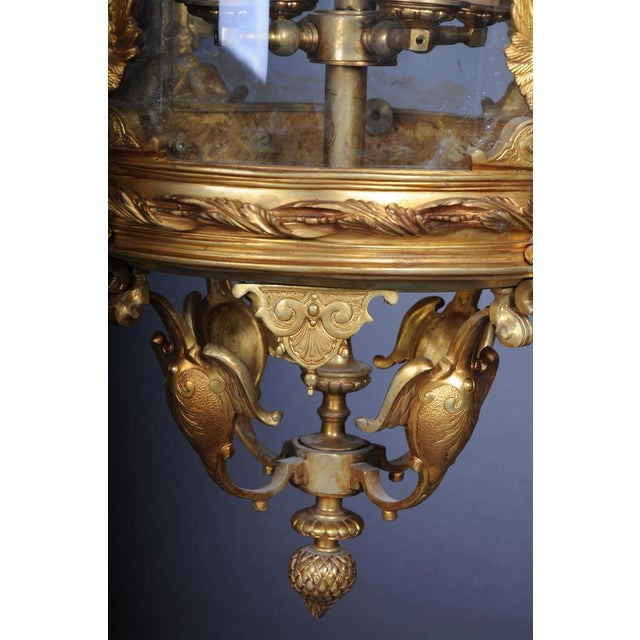 Gold French Fire Bronze & Brass Lantern Hanging Light For Sale - Image 8 of 17