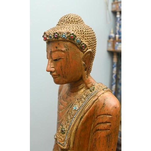Large Burmese Carved Buddha Statue For Sale - Image 11 of 18
