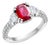 Gia Certified No Heat Cushion Ruby Half Moon Diamond Platinum Cocktail Ring, Size 6.5 For Sale