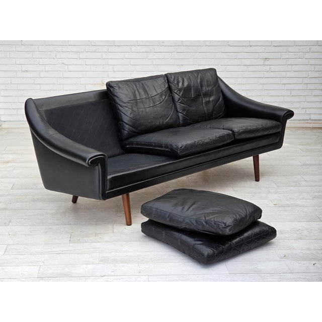 Wood Vintage Danish Three-Seater Sofa in Leather by Aage Christensen, 1960s For Sale - Image 7 of 18
