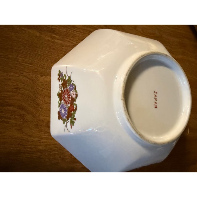 1970s Imari Style Japanese Porcelain Octagonal Bowl For Sale - Image 9 of 9