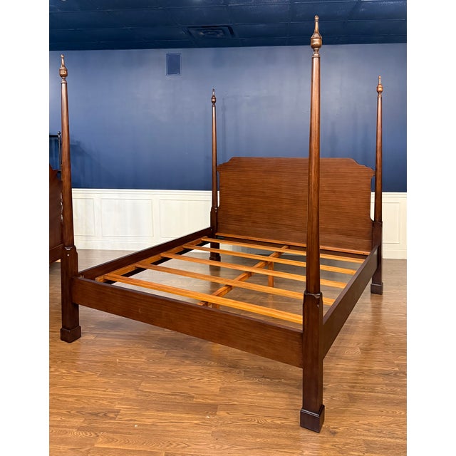 Traditional Mahogany King Size Pencil Post Bed by Leighton Hall - Showroom Sample For Sale - Image 9 of 10