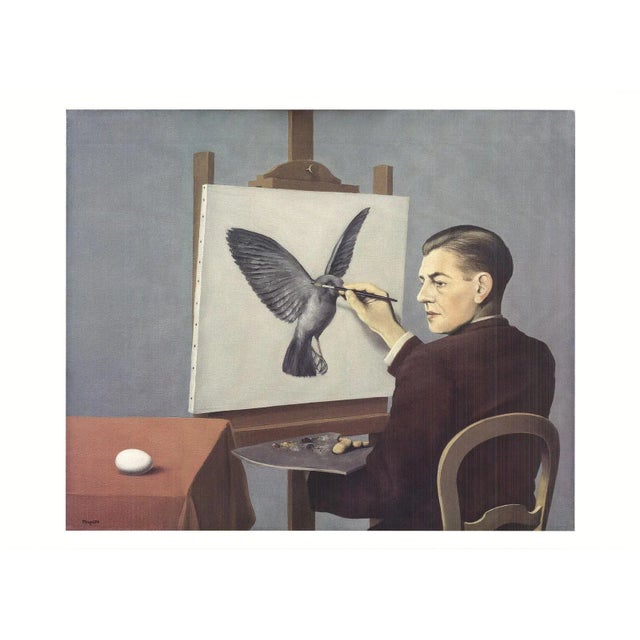 2000 - 2009 2005 Rene Magritte 'La Clairvoyance' Surrealism Red,White,Black & White,Brown,Gray Belgium Offset Lithograph For Sale - Image 5 of 5