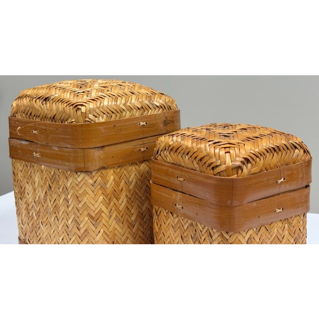 Vintage Woven Wicker Nesting Baskets, a Pair For Sale In Kansas City - Image 6 of 6