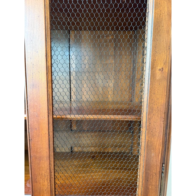 Vintage French Provincial Walnut Vitrine Cabinet With Black Chicken Wire For Sale In Charleston - Image 6 of 8