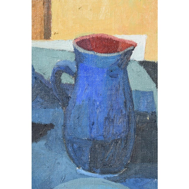 1970s Helmut Meyer-Weingarten, Helmut Meyer-Weingarten, Gemälde, 1977 "Stillleben mit blauen Krügen", Oil on Canvas For Sale - Image 5 of 9