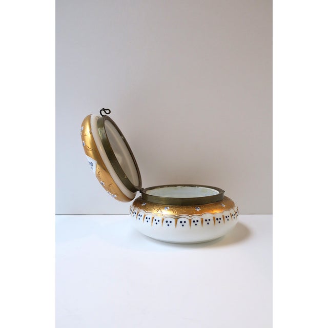 Antique Vanity Jewelry Box Bohemian Gold White Opaline Glass, Ca. Late 19th C For Sale - Image 13 of 15