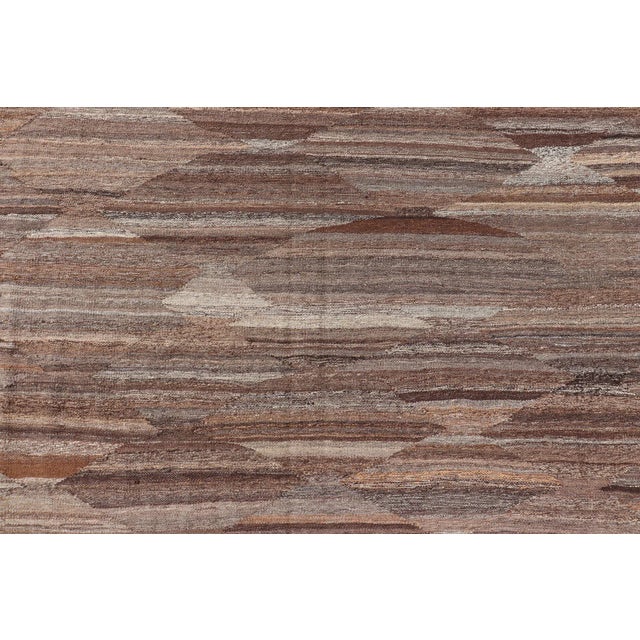 Modern Brown Kilim Rug by Keivan Woven Arts, Hand-Woven Wool, 8'8" X 11'9" For Sale - Image 4 of 12