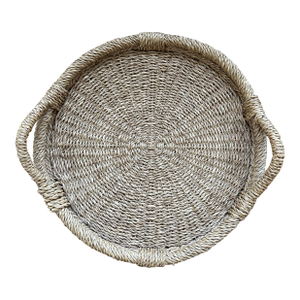 Vintage French 21” Woven Tray With Handles