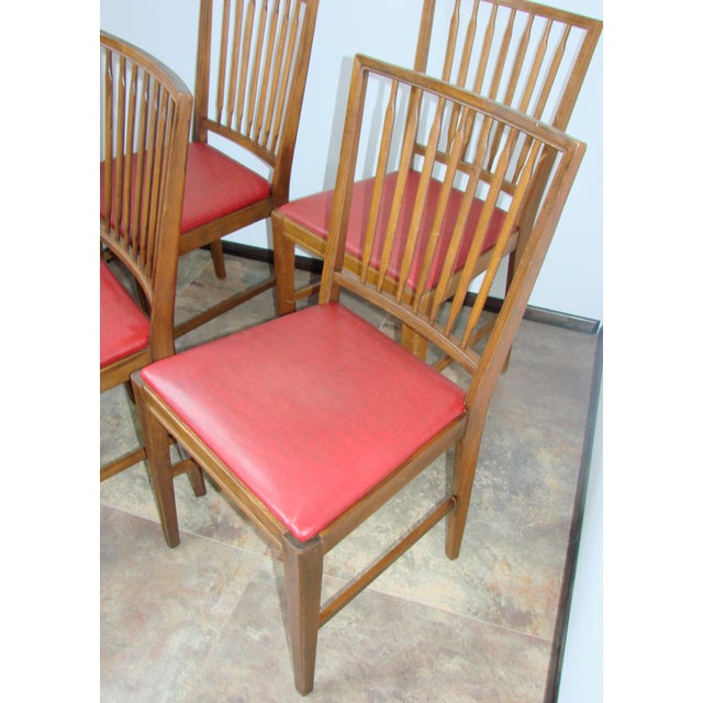 Vintage Chairs in Oak and Eco-Leather, 1960s, Set of 4 For Sale - Image 6 of 9