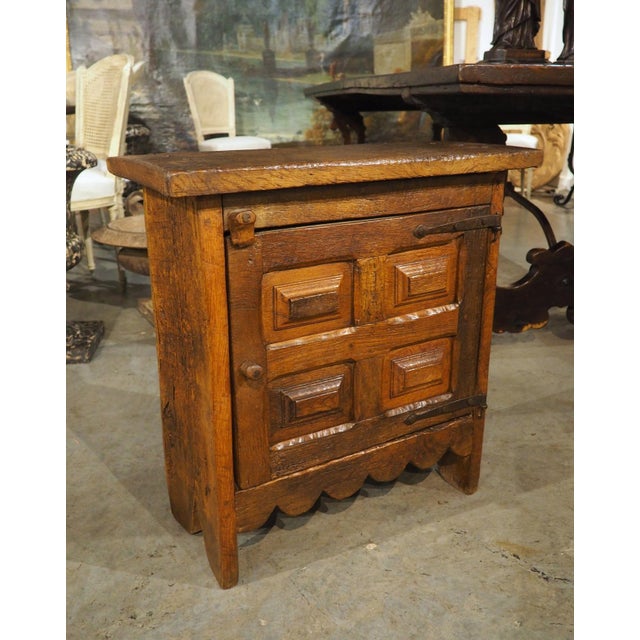 A Diminutive and Rustic 18th Century Oak Paneled Spanish Cabinet For Sale In Dallas - Image 6 of 15